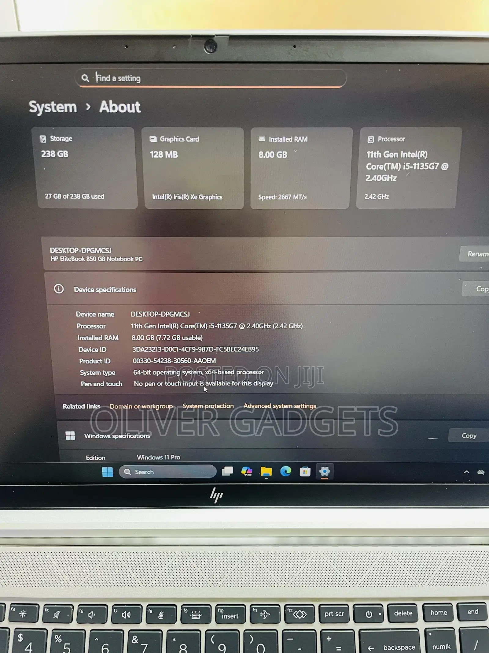 Laptop HP EliteBook 850 G8 8GB Intel Core i5 SSD 256GB