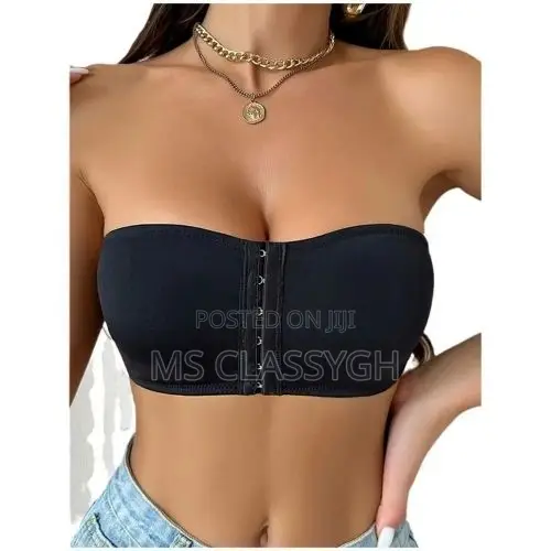 Soft Strapless Bra Wire Free Non-Slip Front Button Bra Seamless
