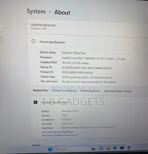 Laptop Dell Precision 7510 16GB Intel Core i7 SSD 256GB