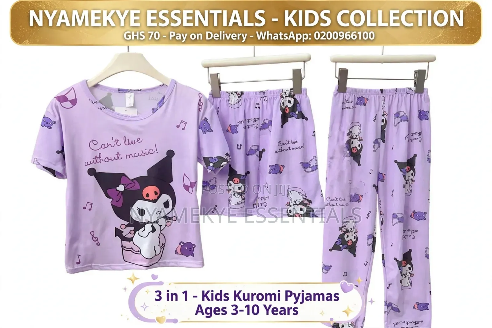 Kuromi Kids 3 in 1 Pyjamas Set