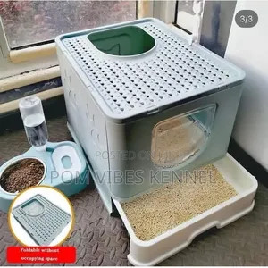 Foldable, Fully Enclosed Top-Entry Cat Litter Box