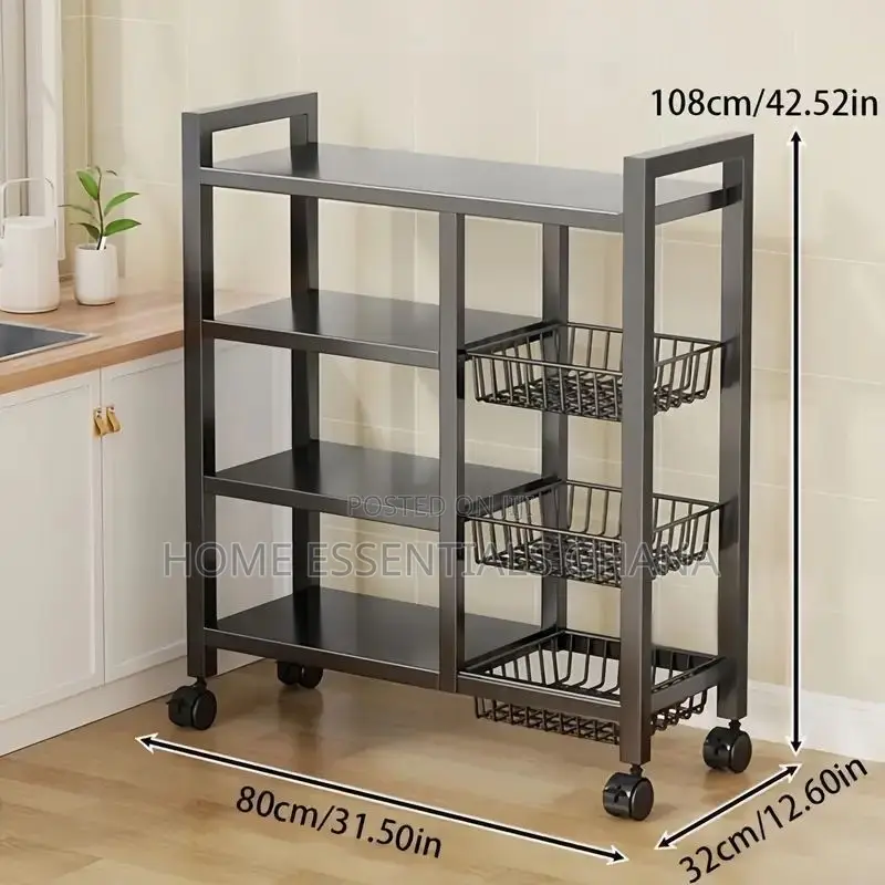 4-Tier Metallic Kitchen Rack | Strong & Stylish