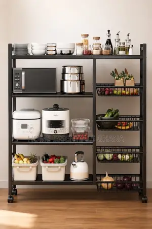 4-Tier Metallic Kitchen Rack | Strong & Stylish