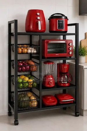 4-Tier Metallic Kitchen Rack | Strong & Stylish