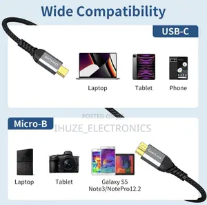 10Gbps Micro-B to USB-C External Hard Drive Cable (1.6FT Long)