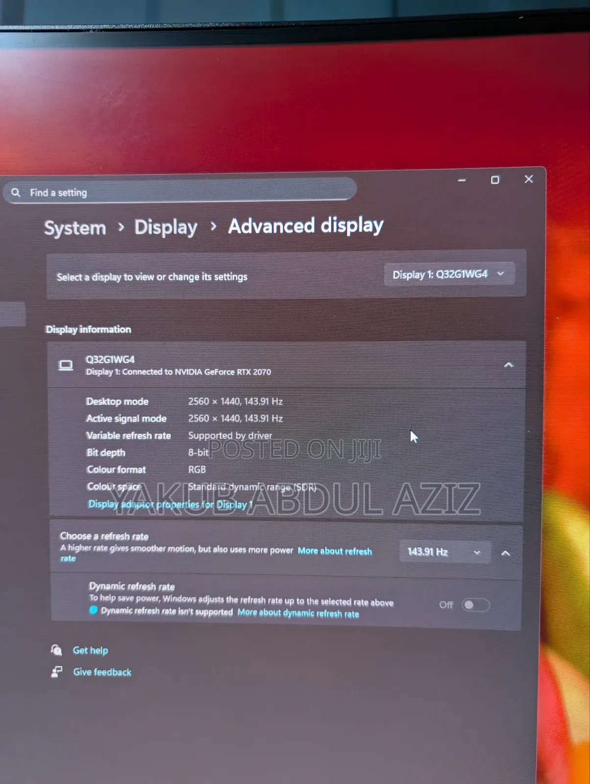 32 Inches Carve Gaming Monitor 144hz 2k Resolution