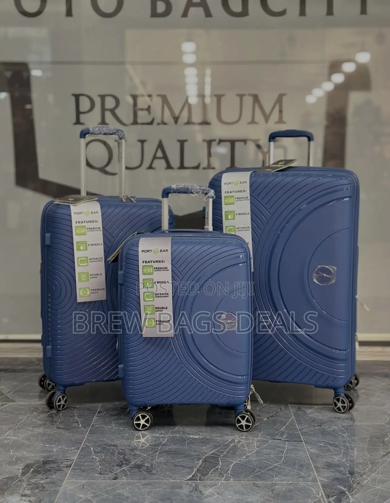 Premium Quality Port Gear 3set Unbreakable Double Zip Traveling Bag.