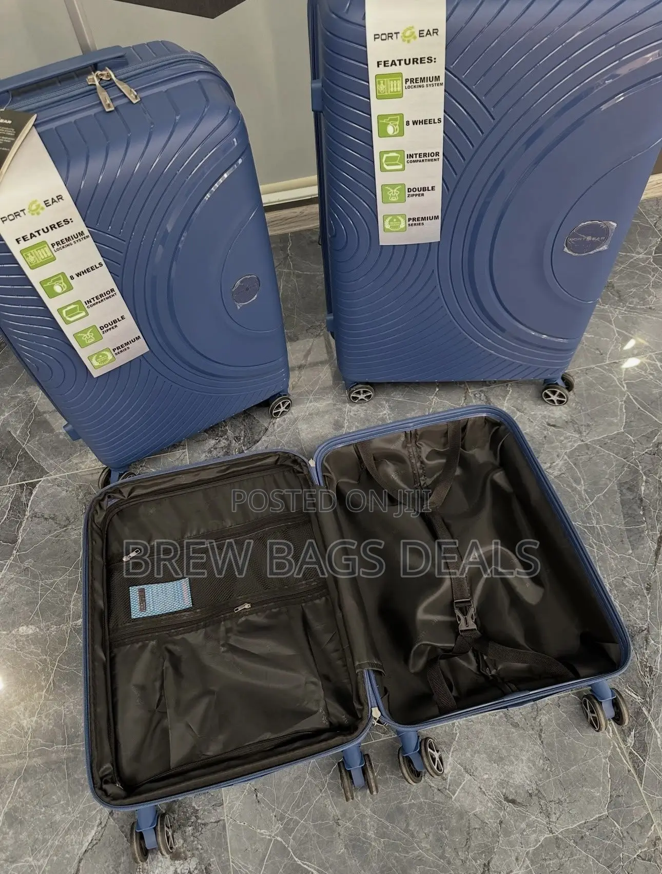 Premium Quality Port Gear 3set Unbreakable Double Zip Traveling Bag.