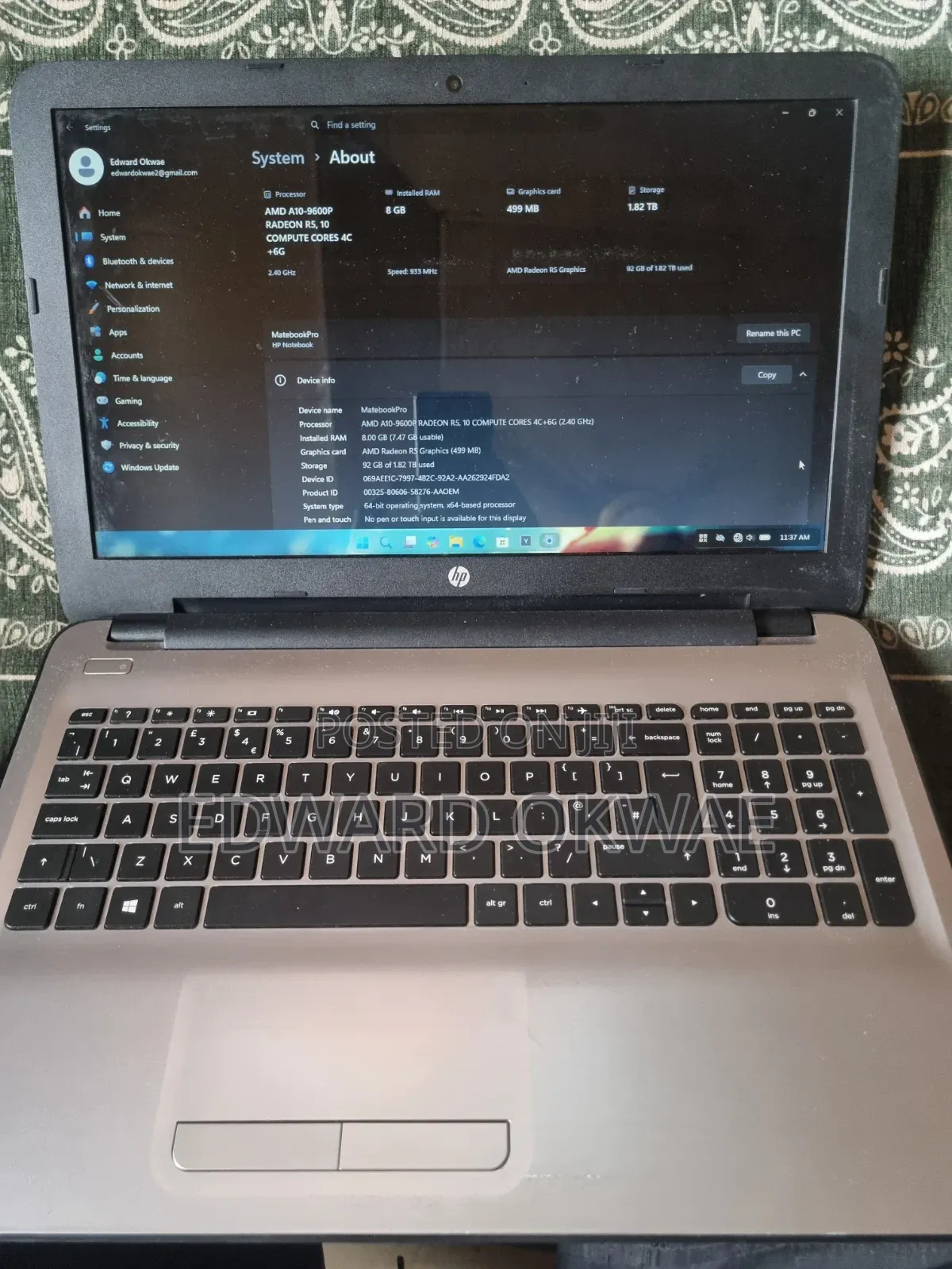 Laptop HP Stream Notebook 8GB AMD Ryzen HDD+SSD 2T