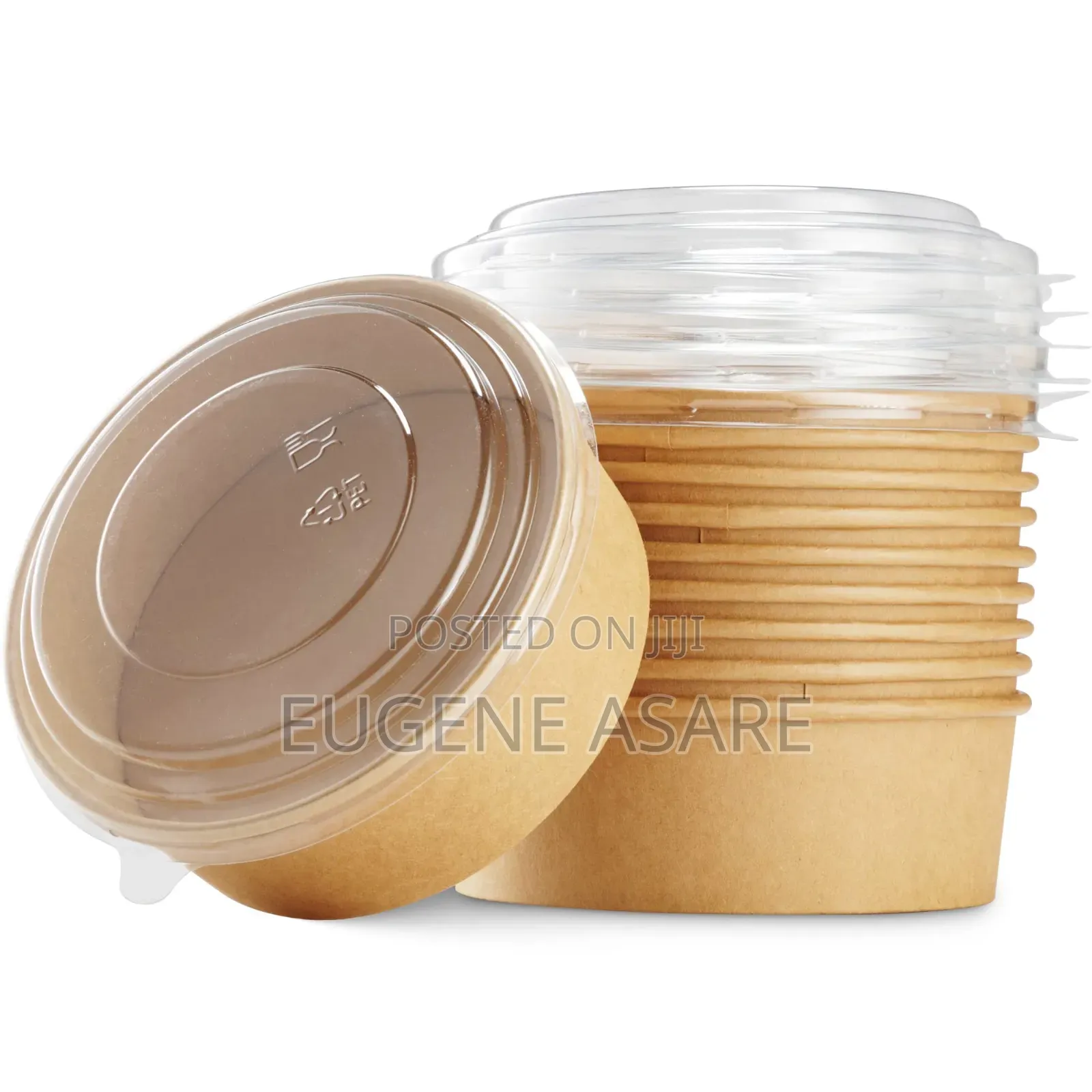 Kraft Round Bowl With Lid, 750ml and 1000ml (300pcs Per Carton)