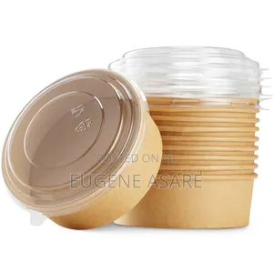 Kraft Round Bowl With Lid, 750ml and 1000ml (300pcs Per Carton)