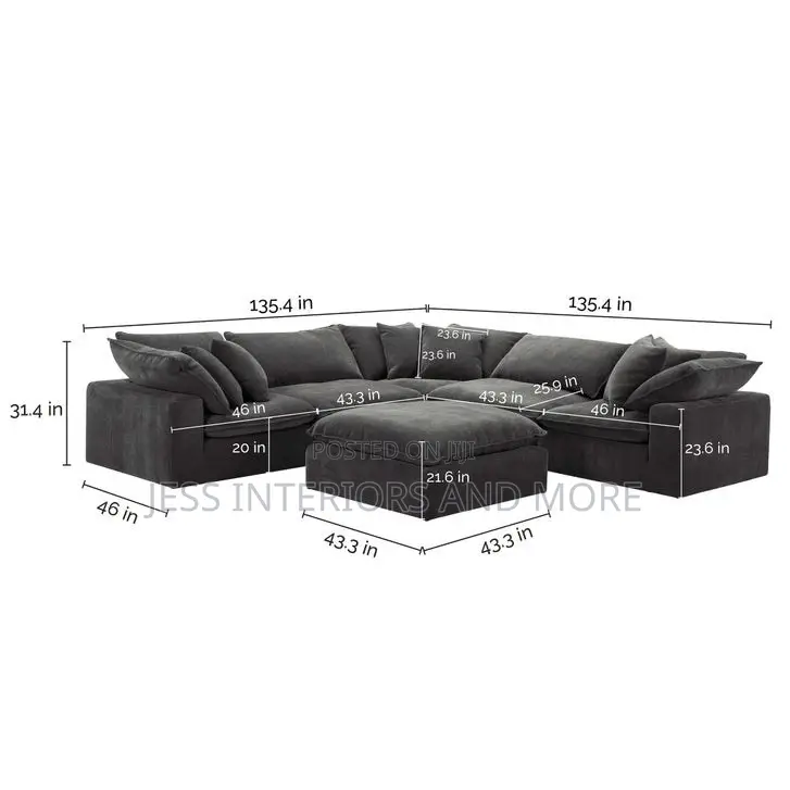 Sofa(6-Piece Fabric Modular Sectional, Dark Gray)