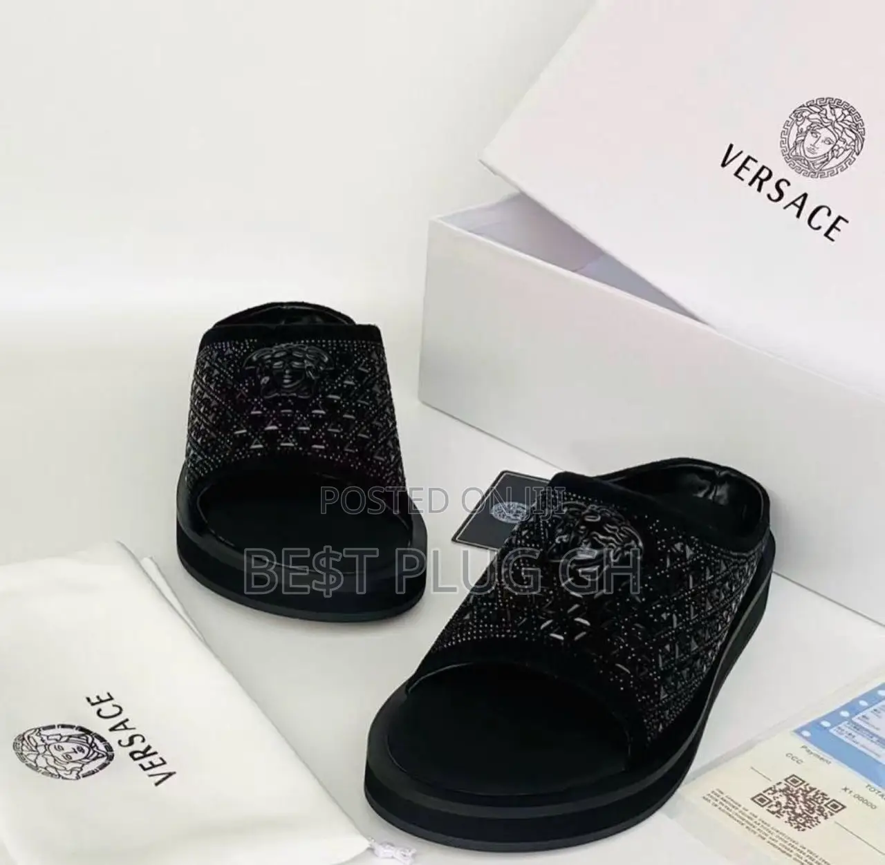 Versace Medusa Black Crystal Slide