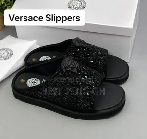 Versace Medusa Black Crystal Slide