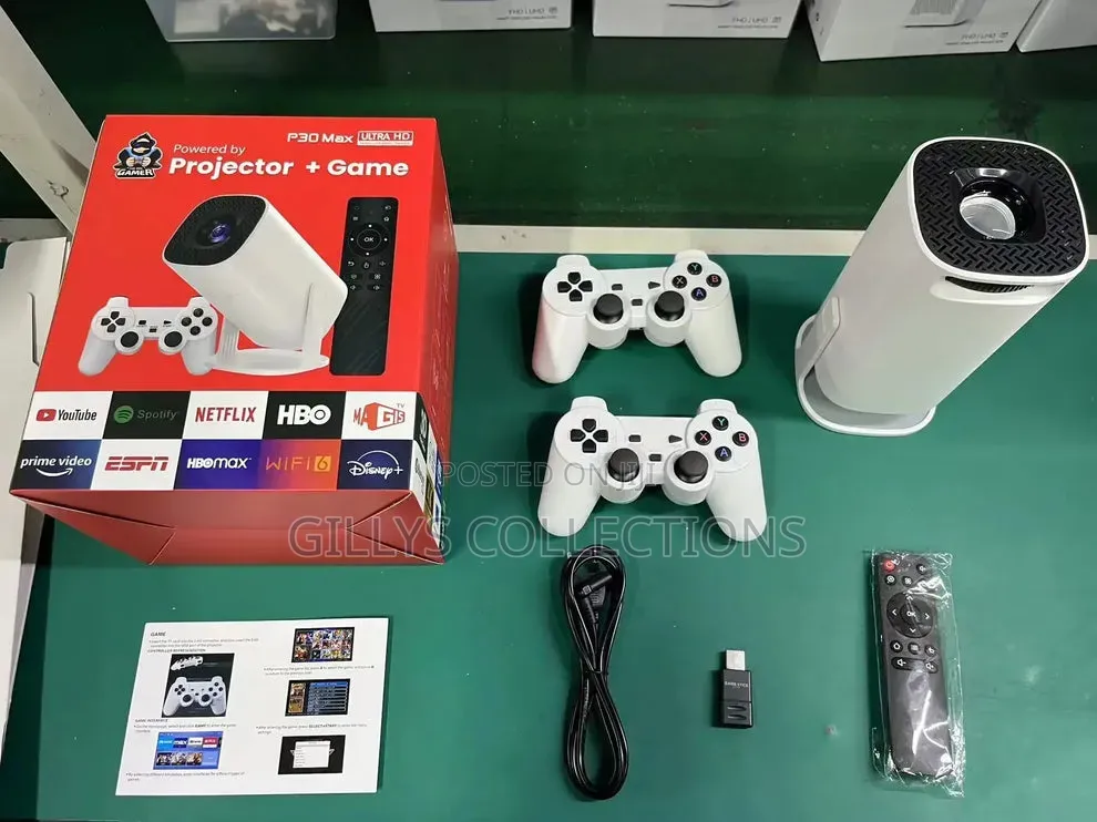 P30 Max Android 4K Projector + Video Game Console Combo