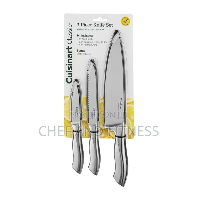 Cuisinart Classic Stainless Steel 3-Piece Knife Set With Blade Guards