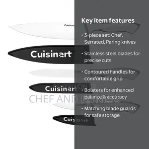 Cuisinart Classic Stainless Steel 3-Piece Knife Set With Blade Guards