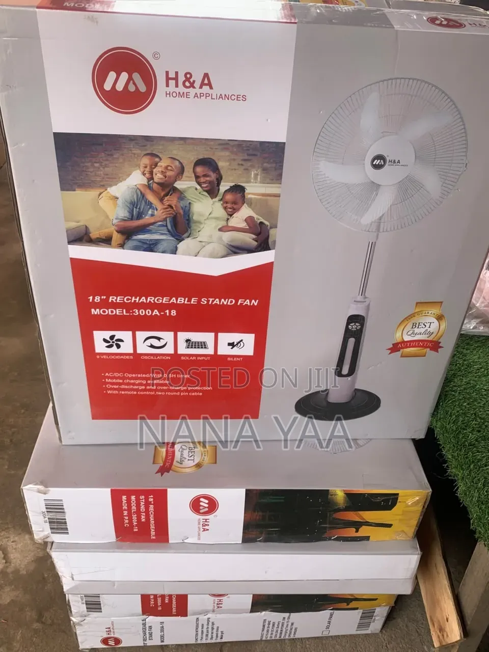 H&A Quality 18inch Rechargeable Standing Fan