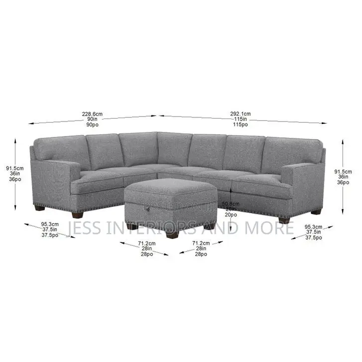 Sofa(Fabric Sectional With Storage Ottoman)