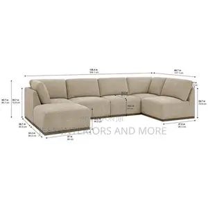 Sofa(Henredon Murphy Fabric 6-Piece Sectional With Ottoman, Beige)