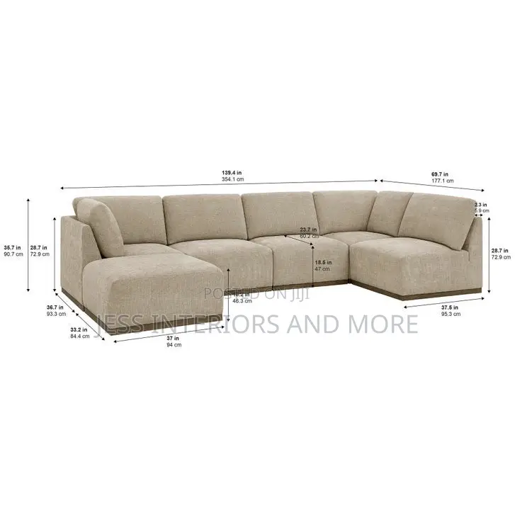 Sofa(Henredon Murphy Fabric 6-Piece Sectional With Ottoman, Beige)