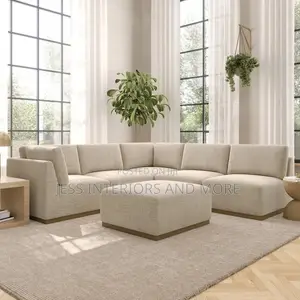 Sofa(Henredon Murphy Fabric 6-Piece Sectional With Ottoman, Beige)