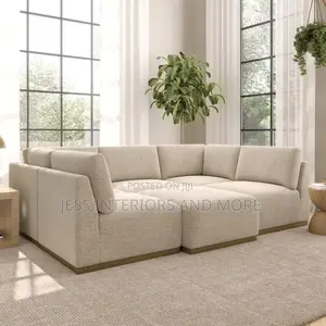 Sofa(Henredon Murphy Fabric 6-Piece Sectional With Ottoman, Beige)
