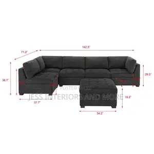 Sofa(Tisdale Modular Sectional 6-Piece Dark Gray With Storage Ottoman)