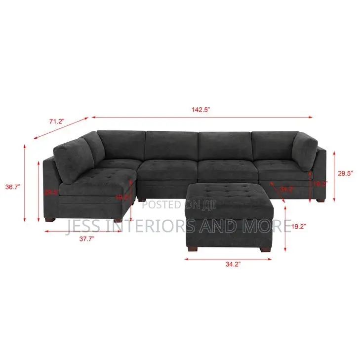 Sofa(Tisdale Modular Sectional 6-Piece Dark Gray With Storage Ottoman)