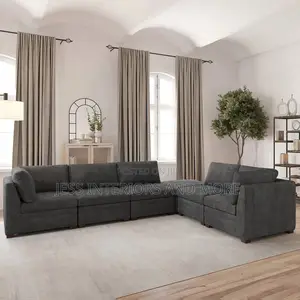 Sofa(Tisdale Modular Sectional 6-Piece Dark Gray With Storage Ottoman)