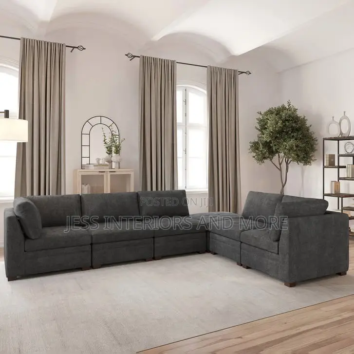 Sofa(Tisdale Modular Sectional 6-Piece Dark Gray With Storage Ottoman)