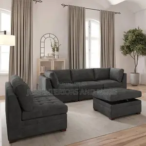 Sofa(Tisdale Modular Sectional 6-Piece Dark Gray With Storage Ottoman)