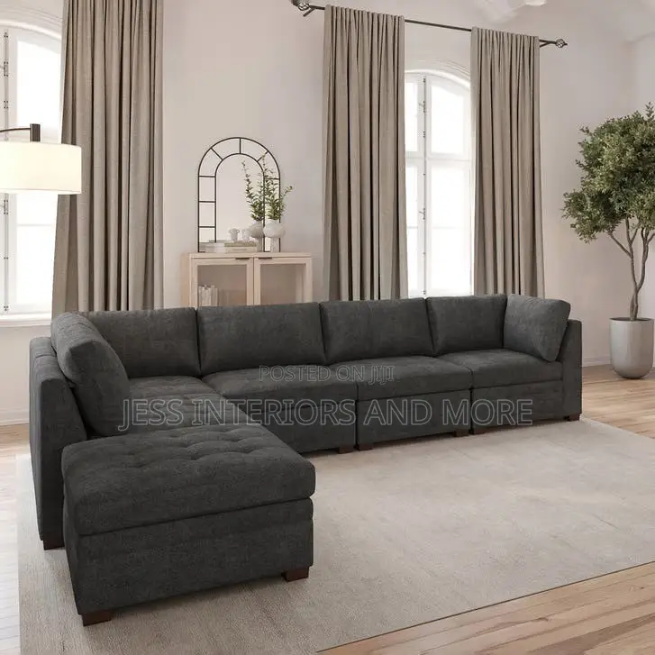 Sofa(Tisdale Modular Sectional 6-Piece Dark Gray With Storage Ottoman)