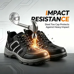 Slip Resistant Composite Toe Men Work Safety Shoes - Black