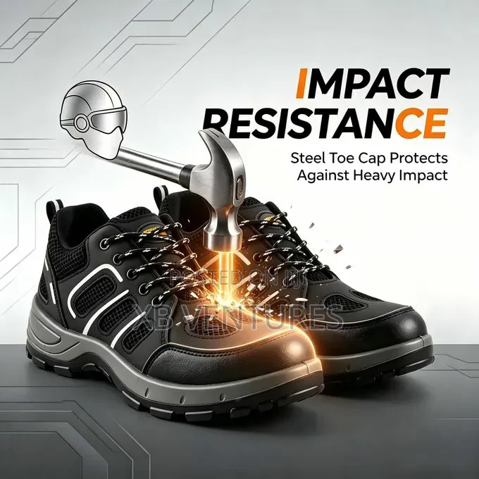 Slip Resistant Composite Toe Men Work Safety Shoes - Black
