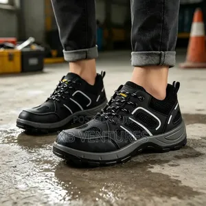 Slip Resistant Composite Toe Men Work Safety Shoes - Black