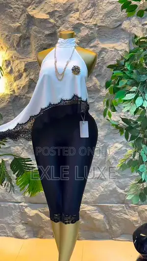 White Halter Top Black Capri Leggings Set – Ladies Two-Piece