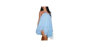 Light Blue Halter Mini Dress – Flowy Draped Ladies Dress