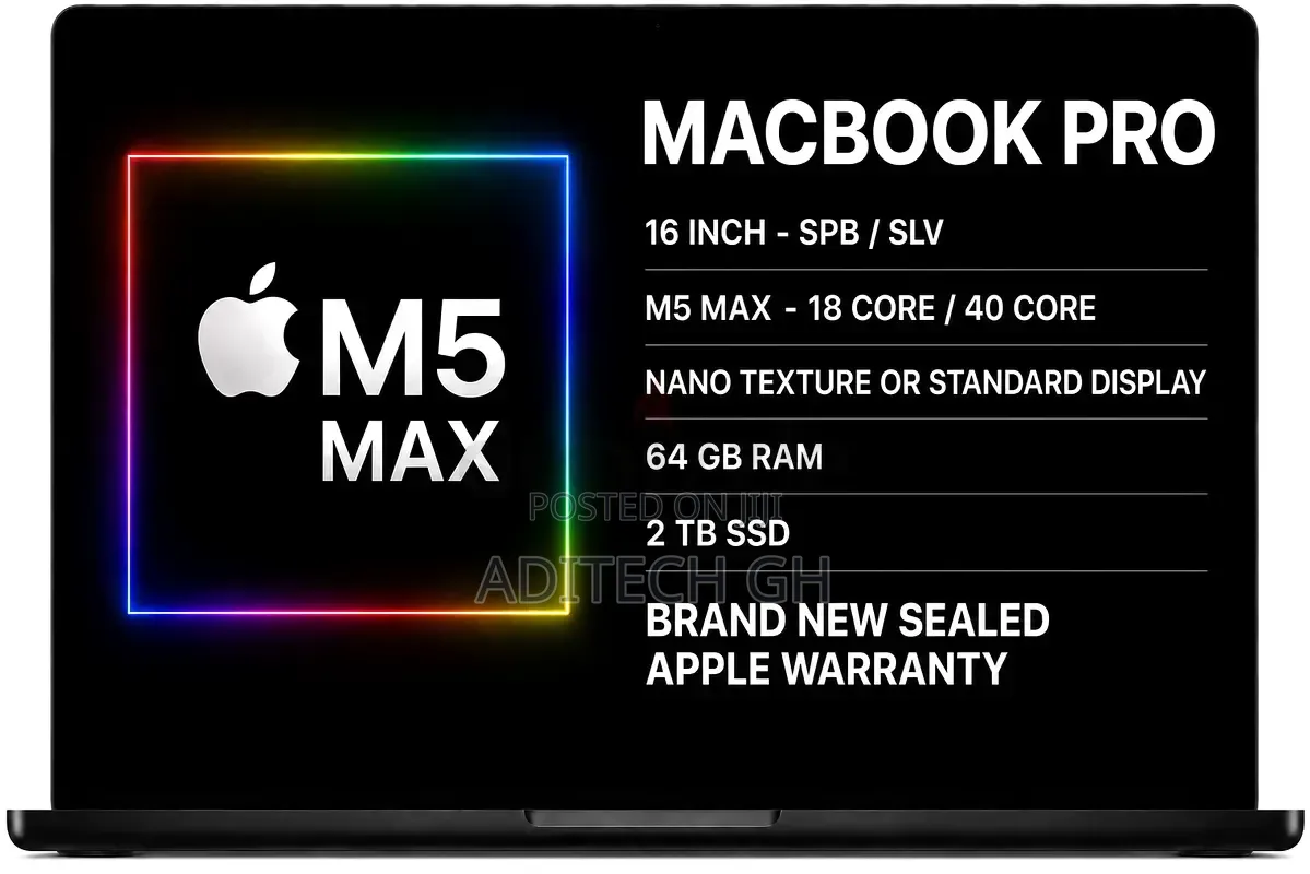 New Laptop Apple MacBook Pro 2026 M5 Max 64GB Apple M5 Max SSD 2T