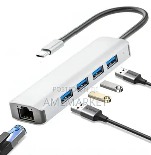 4 in 1 USB Type-C to 4-Port USB 3.0 Hub With Ethernet Adapter