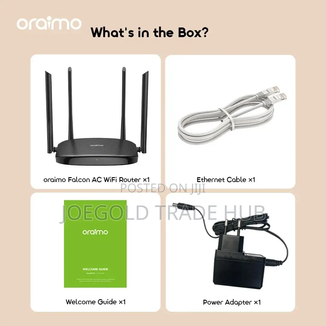 Router(Oraimo AC Dual Band WiFi 5 Router | 2.4G + 5G)