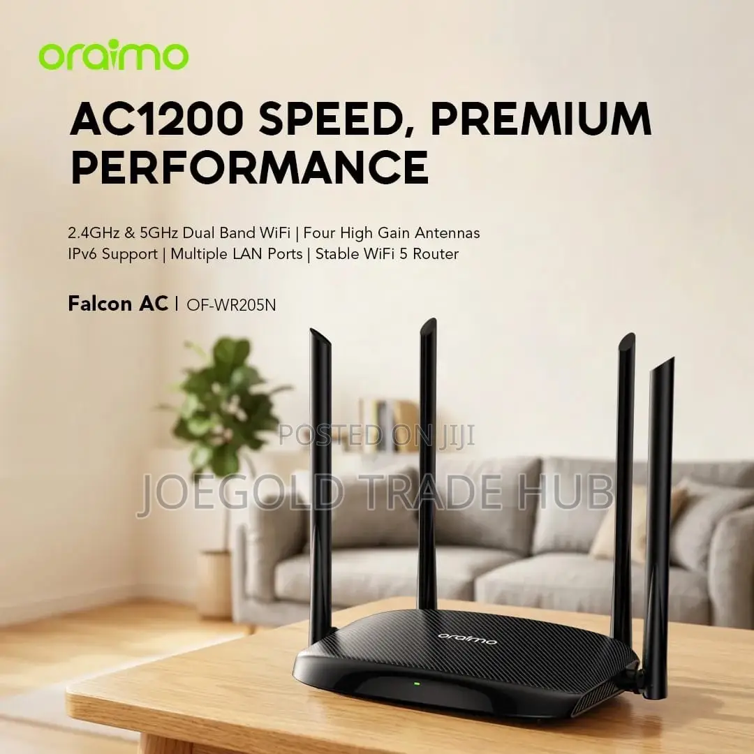 Router(Oraimo AC Dual Band WiFi 5 Router | 2.4G + 5G)