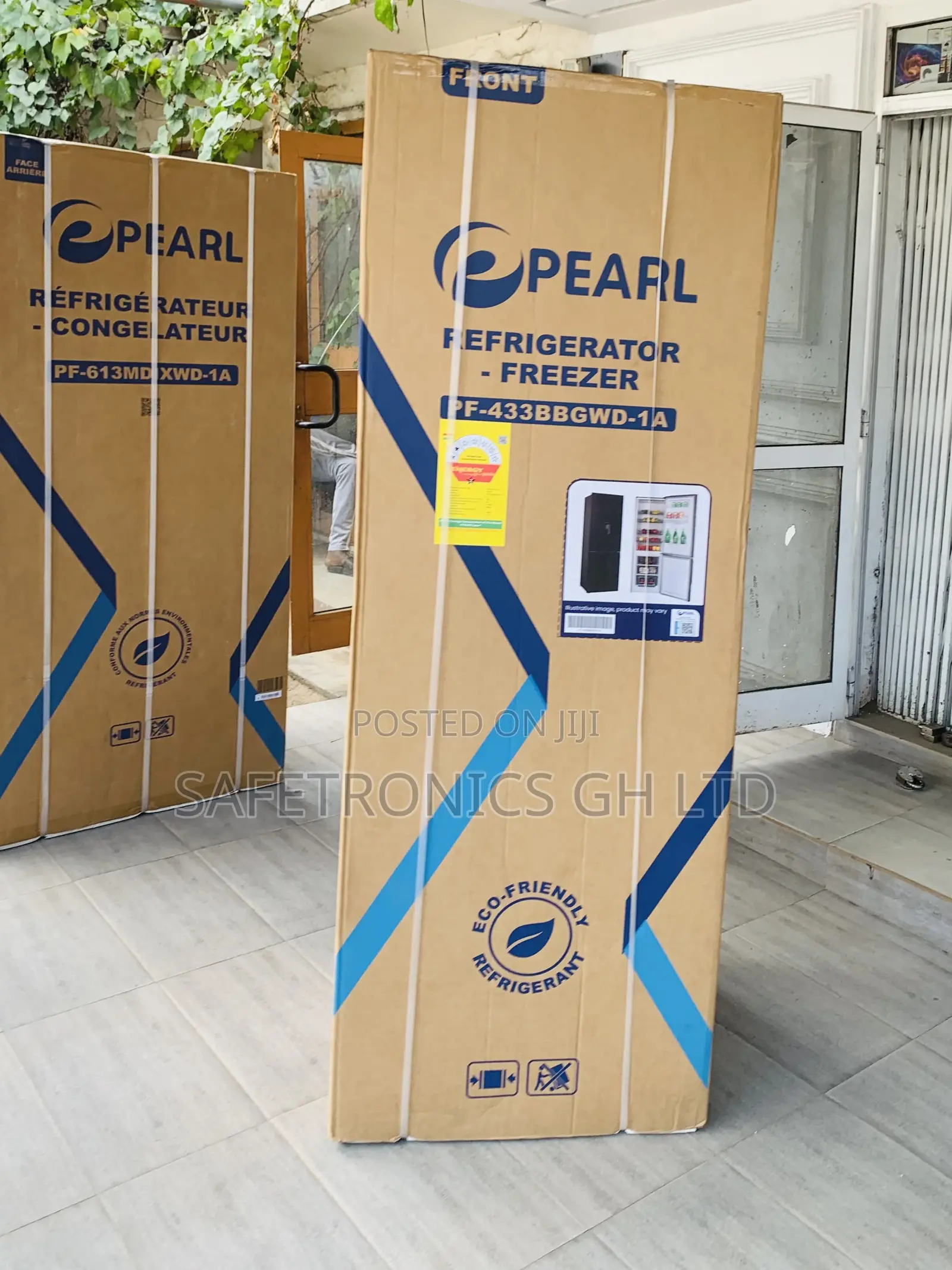 Secure Glass PF-433BBGWD Pearl 309L 2door Bottom-Mount Refrigerator