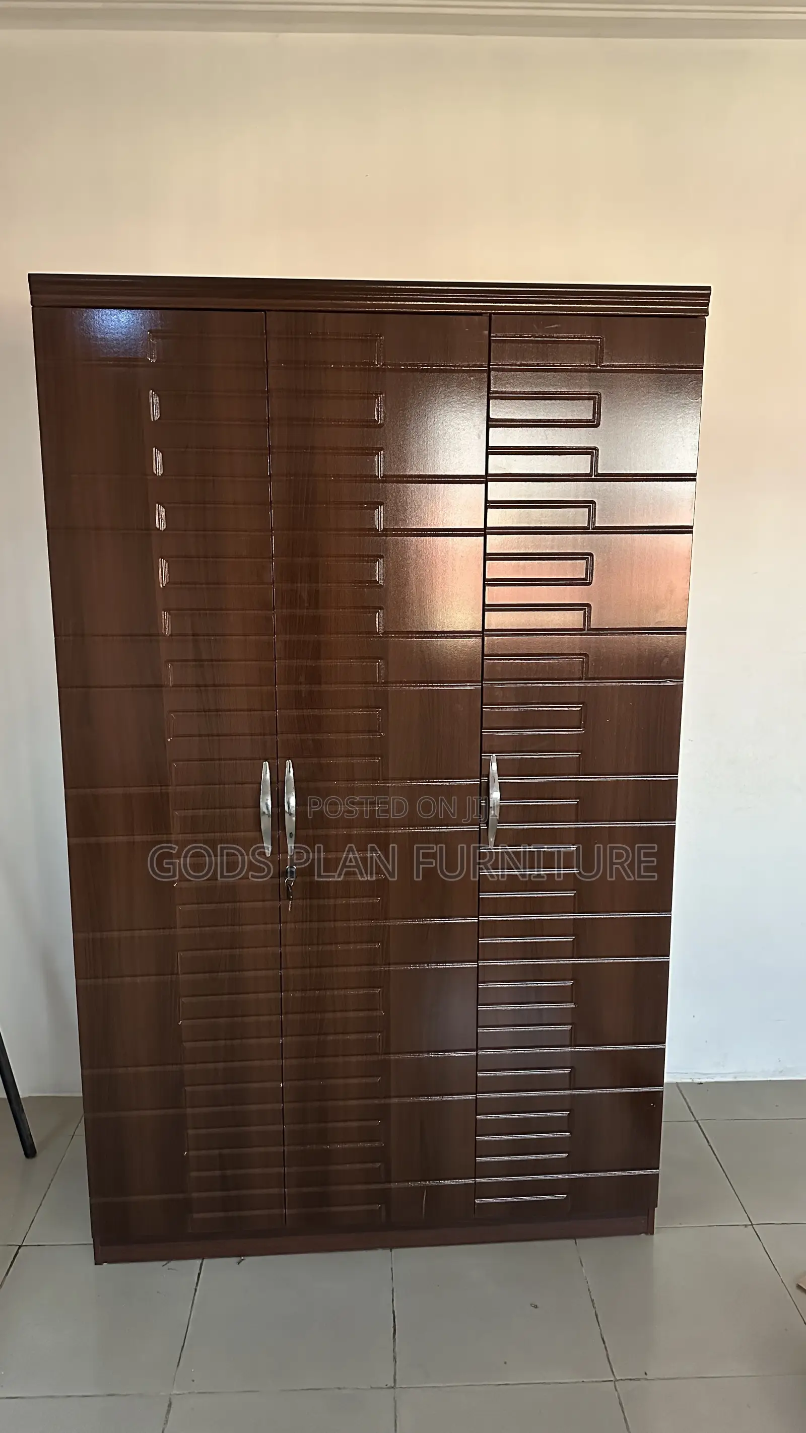 Dark Brown 3 Doors Wardrobe