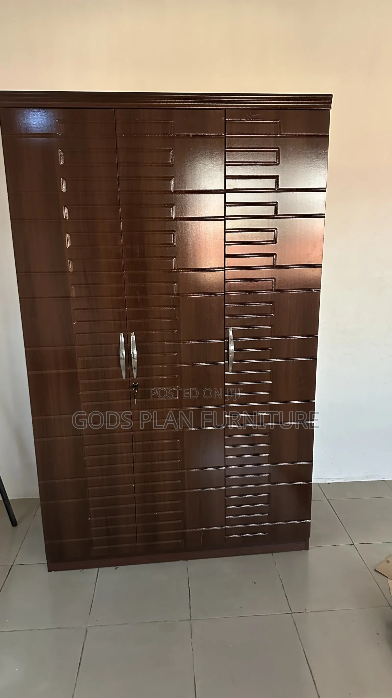 Dark Brown 3 Doors Wardrobe