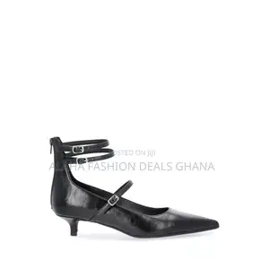 Scoop Women's Faux Leather Pointed Toe Strappy Kitten Heels