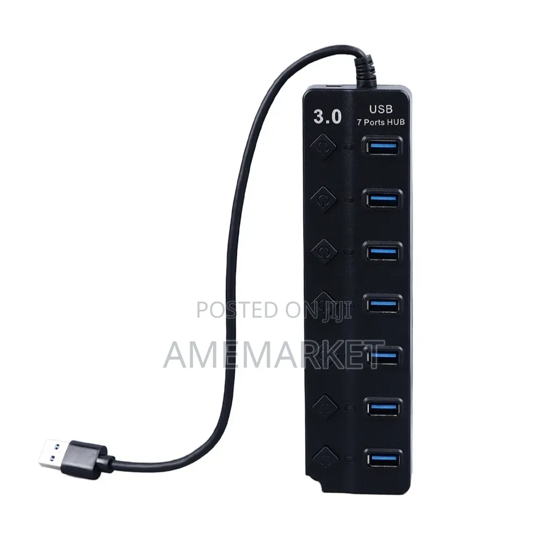 7-Port USB Hub Splitter With Individual Switches – USB Extender