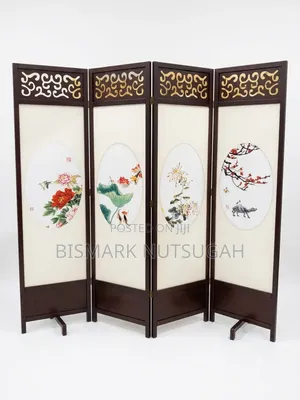 4-Panel Wooden Folding Room Divider