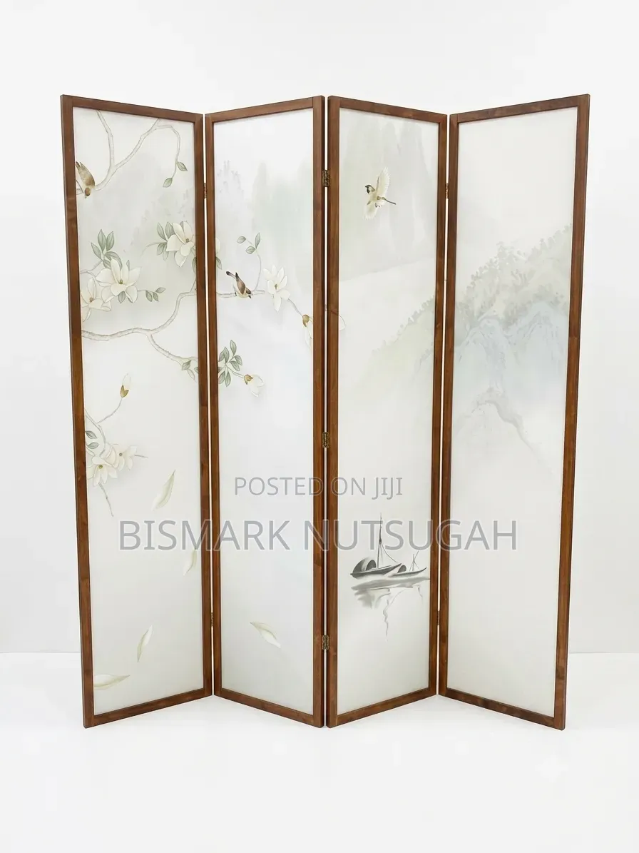 4-Panel Wooden Folding Room Divider