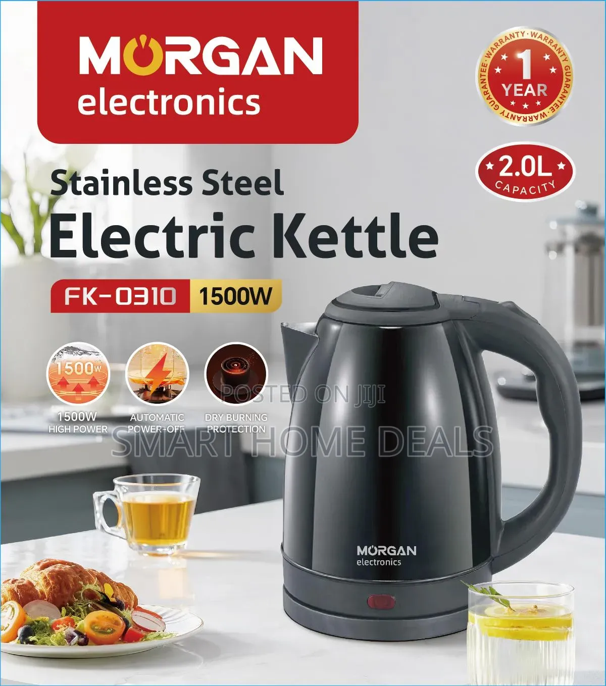 Morgan Stainless Steel Cordless Kettle